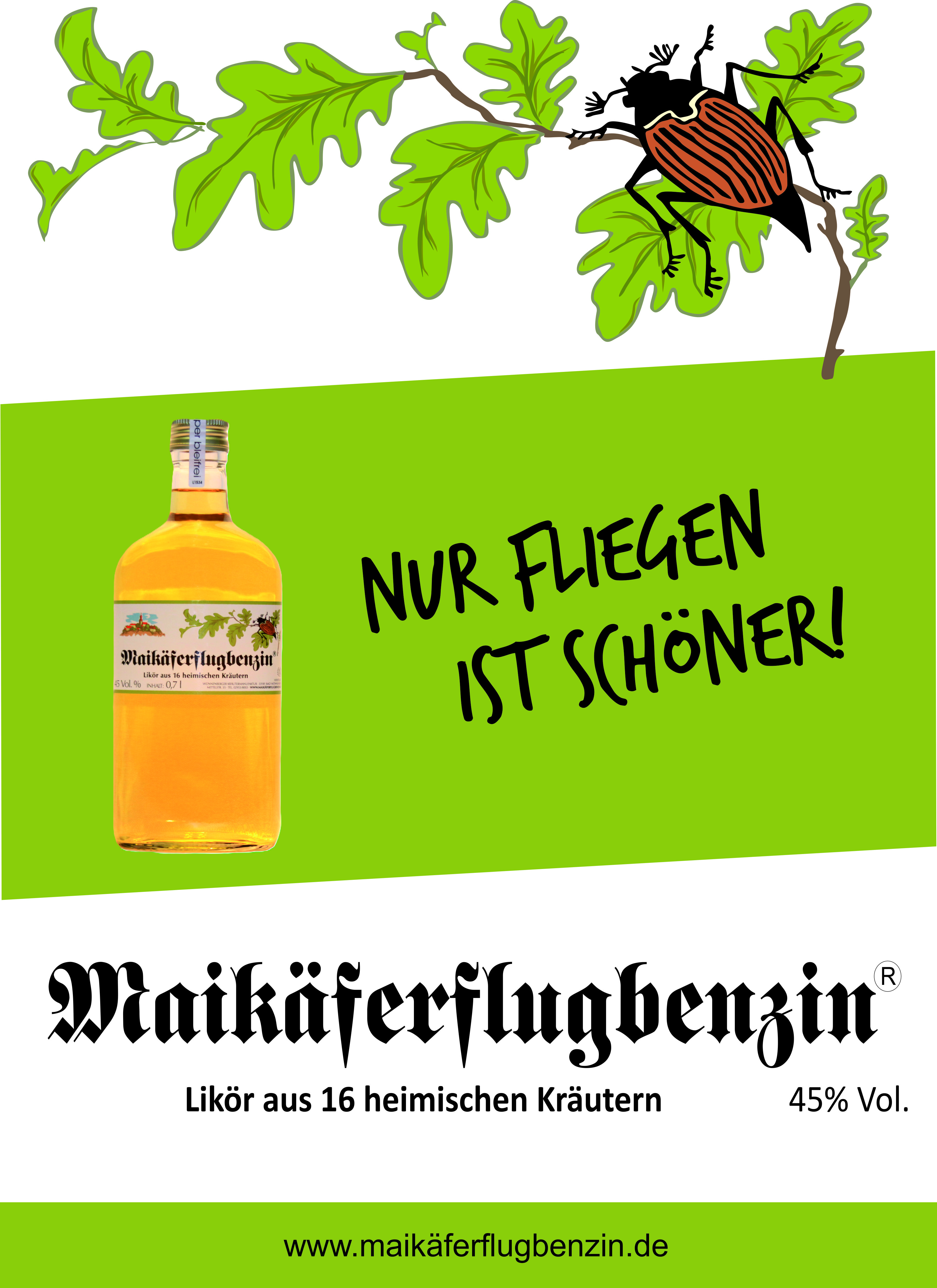 Maikäferflugbenzin Likör aus 16 heimischen Kräutern 45%vol. 0,7l