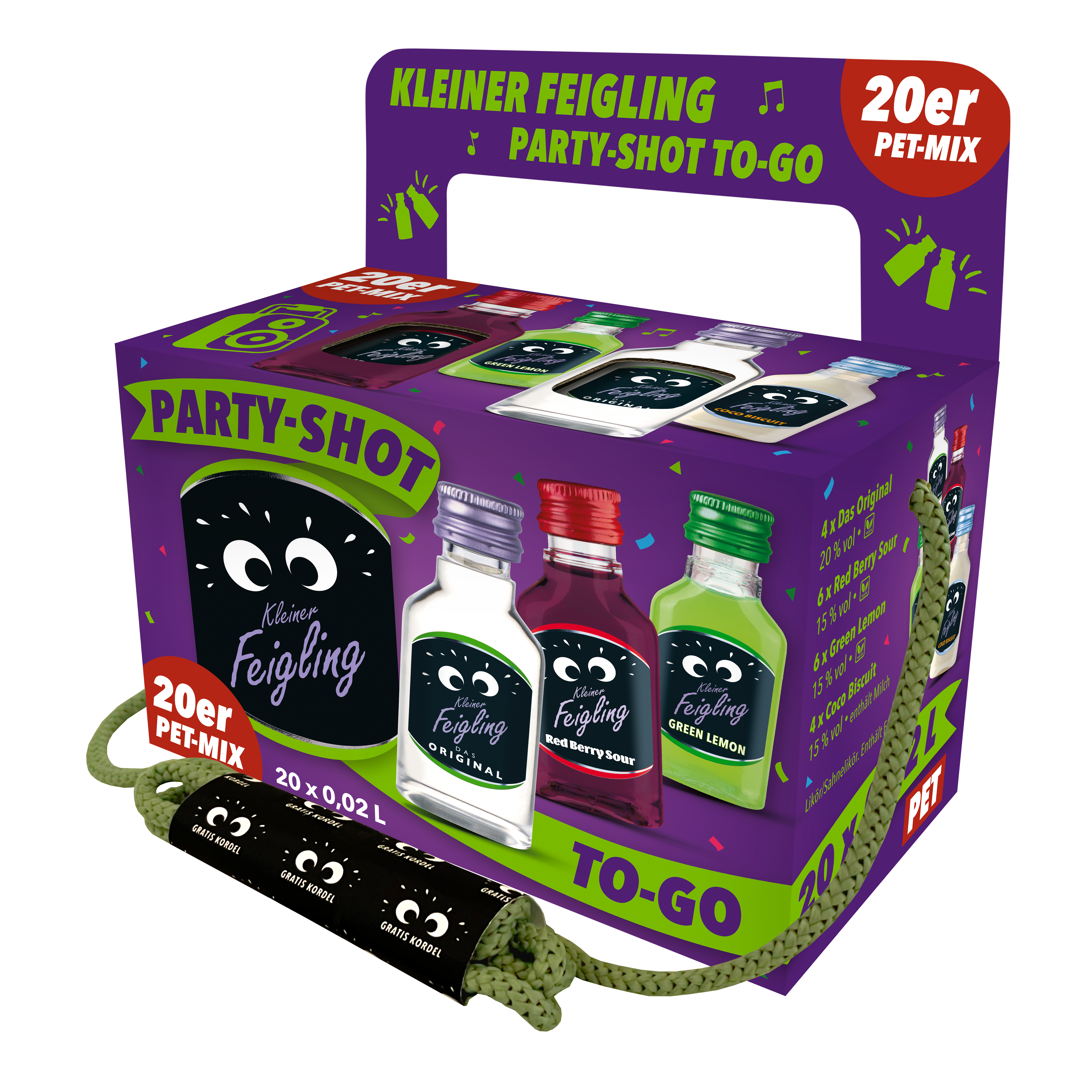  Kleiner Feigling Party-Shot-To-Go PET-Mix 20x0,02l max.20%vol
