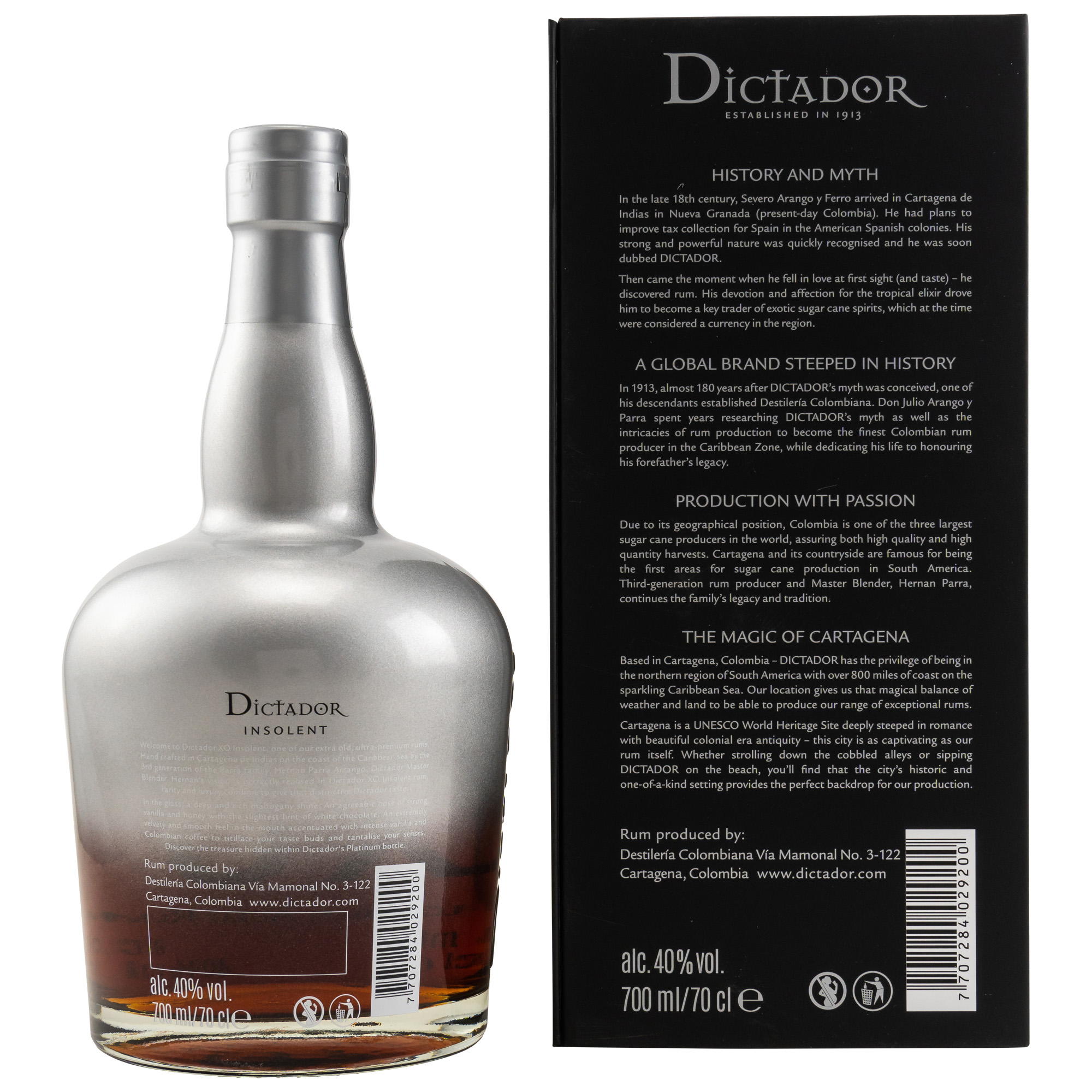 Dictador XO - Insolent - Colombian Aged Rum 0,7l 40%vol.