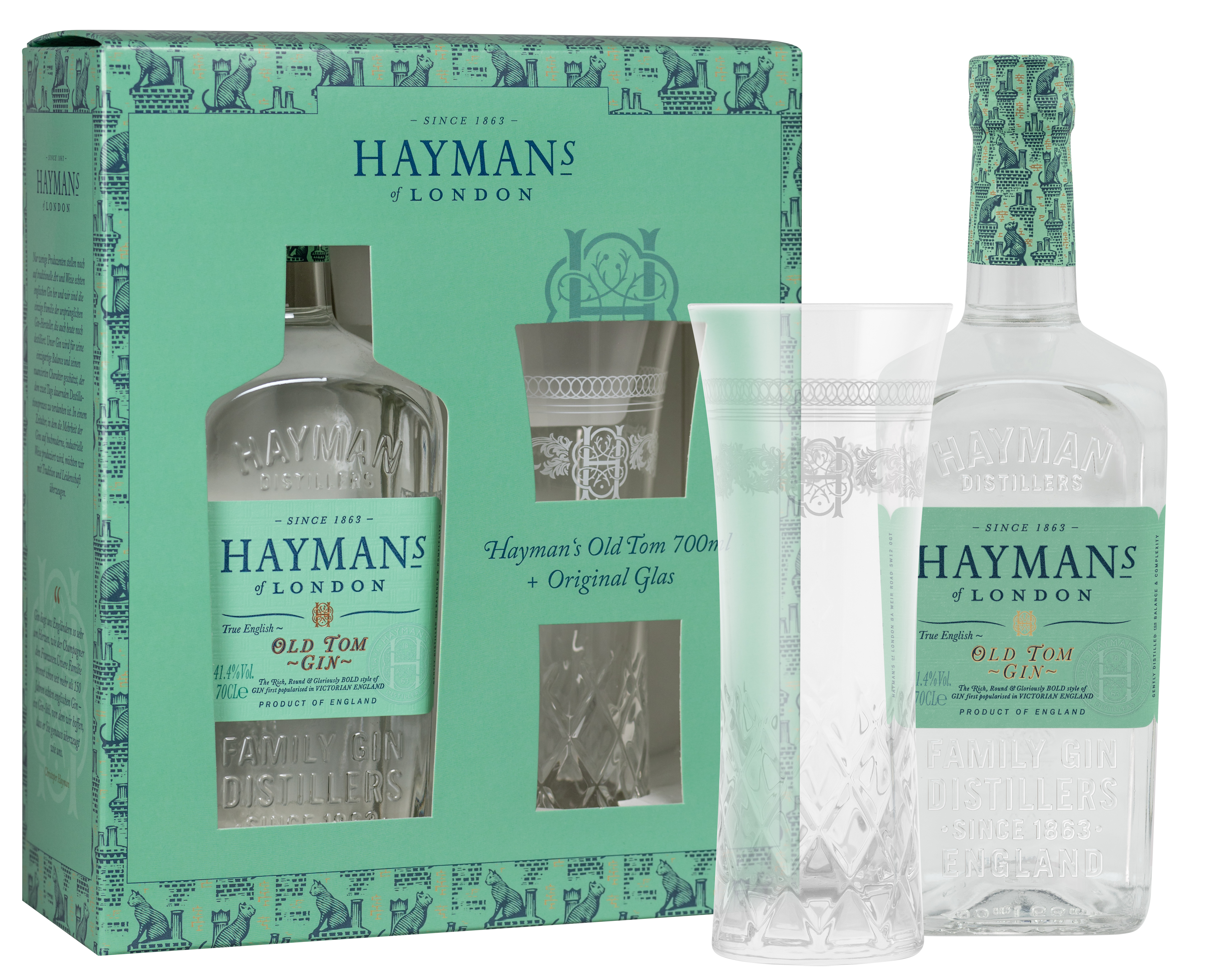 Hayman's Old Tom Gin in Geschenkverpackung mit Glas 0,7l 41,4%vol.