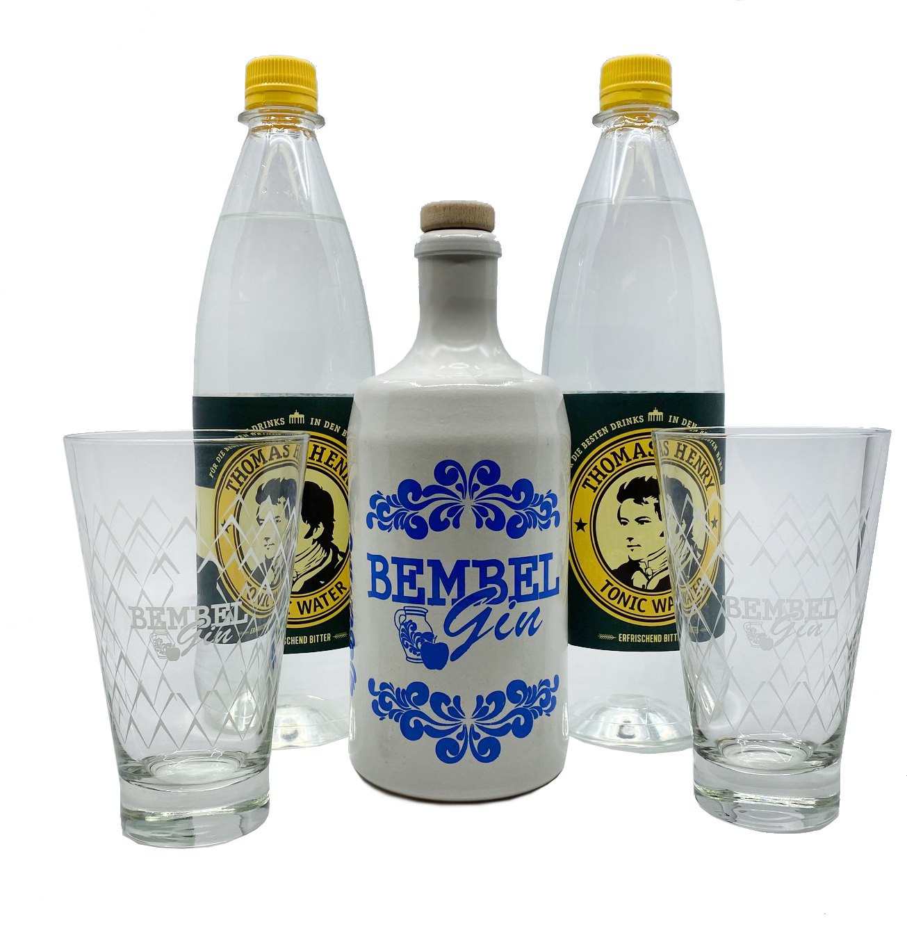 Bembel Gin Set - 2x Thomas Henry Tonic 1 L + 2 Bembel Gin Gläser