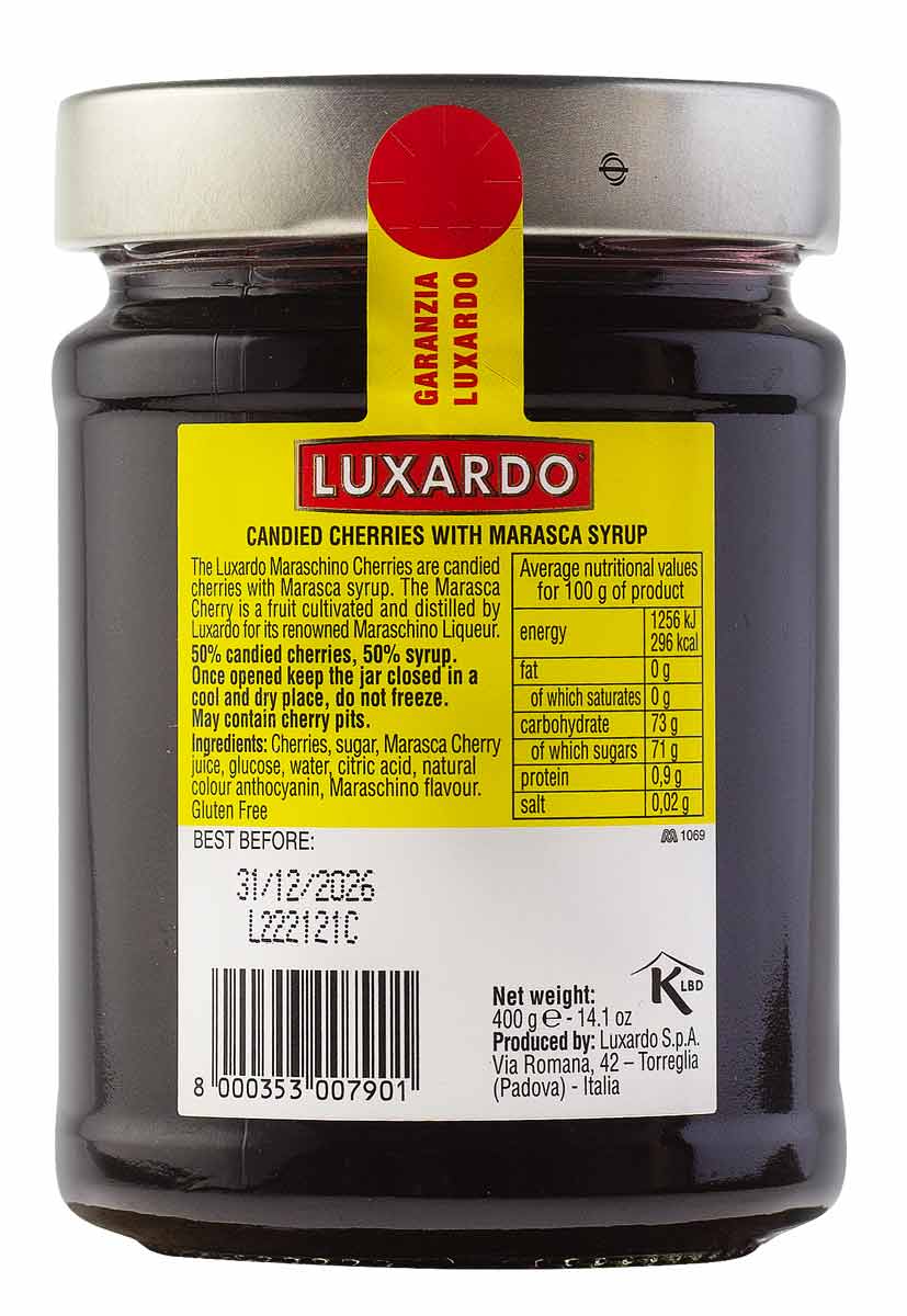 Luxardo Die Original Maraschino Kirschen - Maraschino Cherries Cocktailkirschen 400g