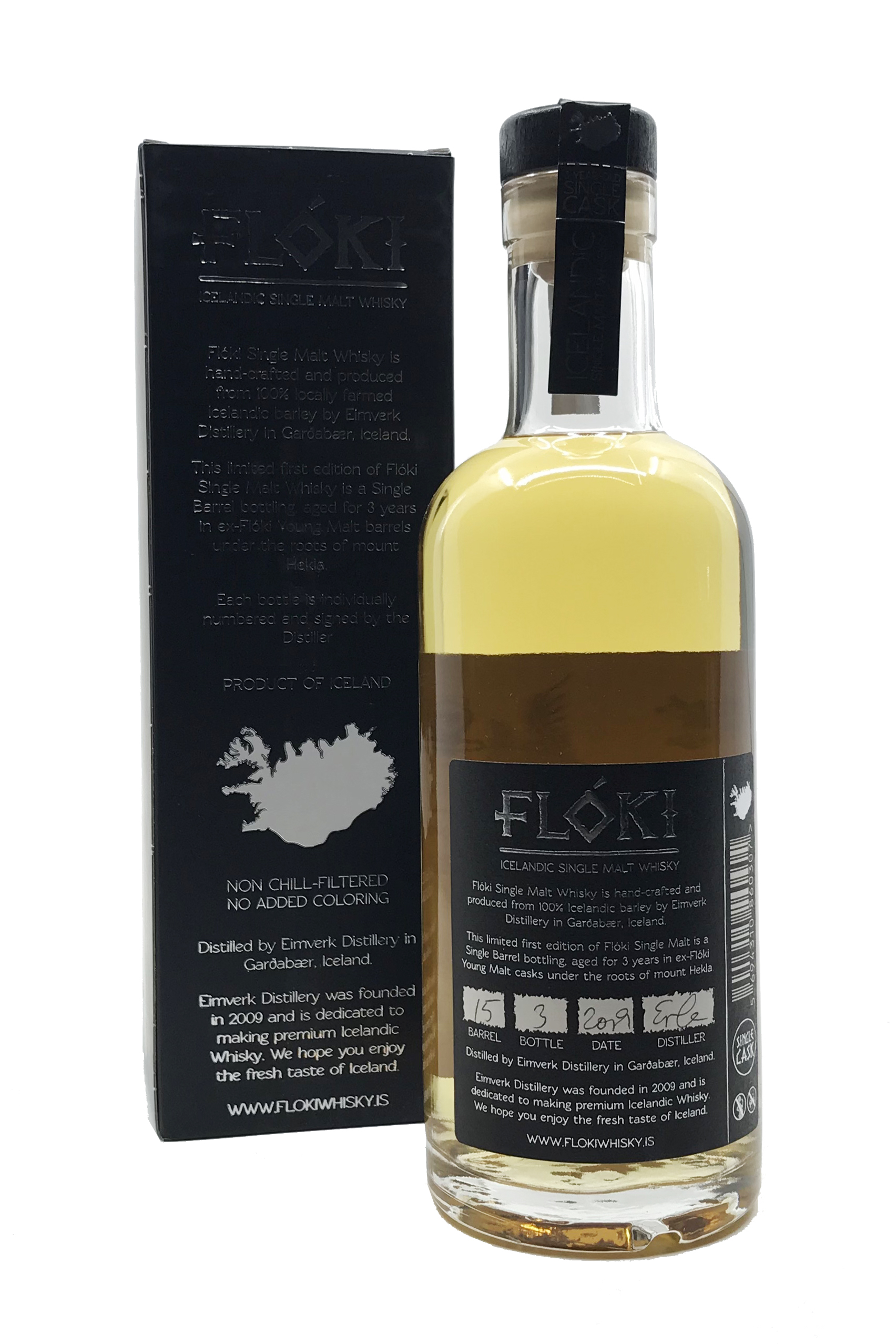 Floki Icelandic Single Malt Whisky - 47% vol. Alk. - 0,5l - Whisky aus Island - Back
